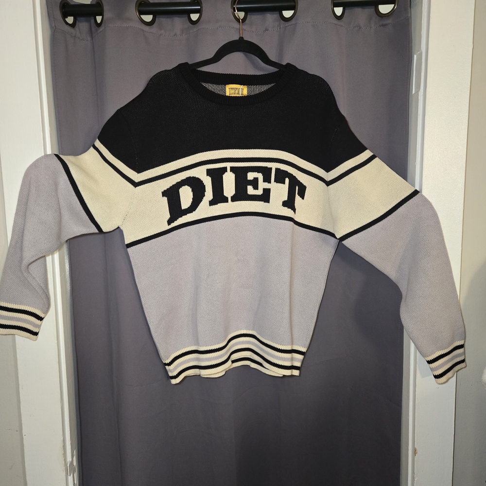 DIET Starts Monday Knit Black and Cream Sweater